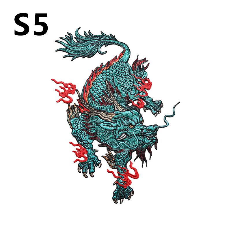 Chinese Style Auspicious Dragon Patches 2 Sizes Kirin Embroidery Patches For DIY Sewing Jacket Fashion Clothes Decor Accessories