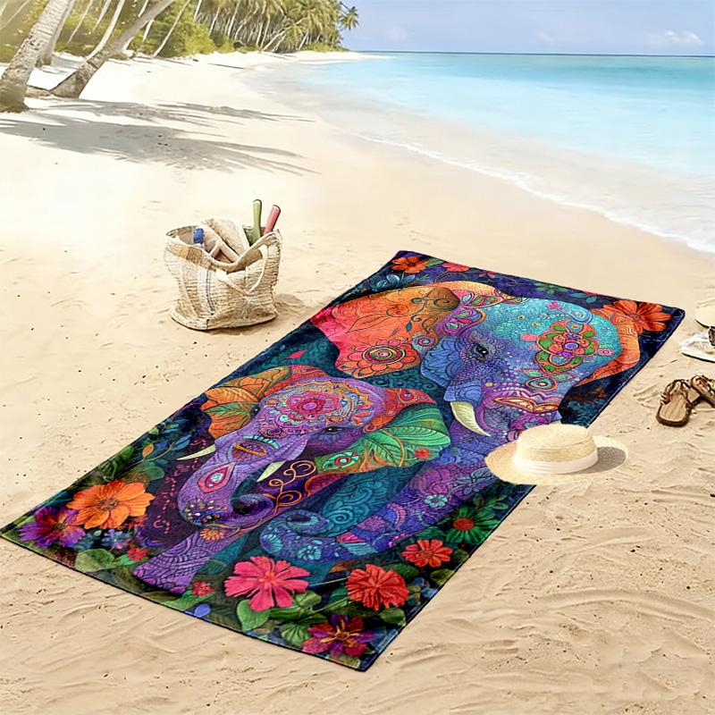 Serviette de plage imprimé éléphant majestueux, grande serviette douce à séchage rapide pour la plage, le camping, la natation