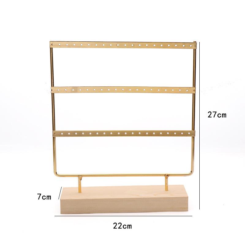3-Tiers 72 Holes Earring Display Holder,Metal 3 Layers Jewelry Storage Organizer Wood Base Stand Tree,Ear Stud Rack Gift