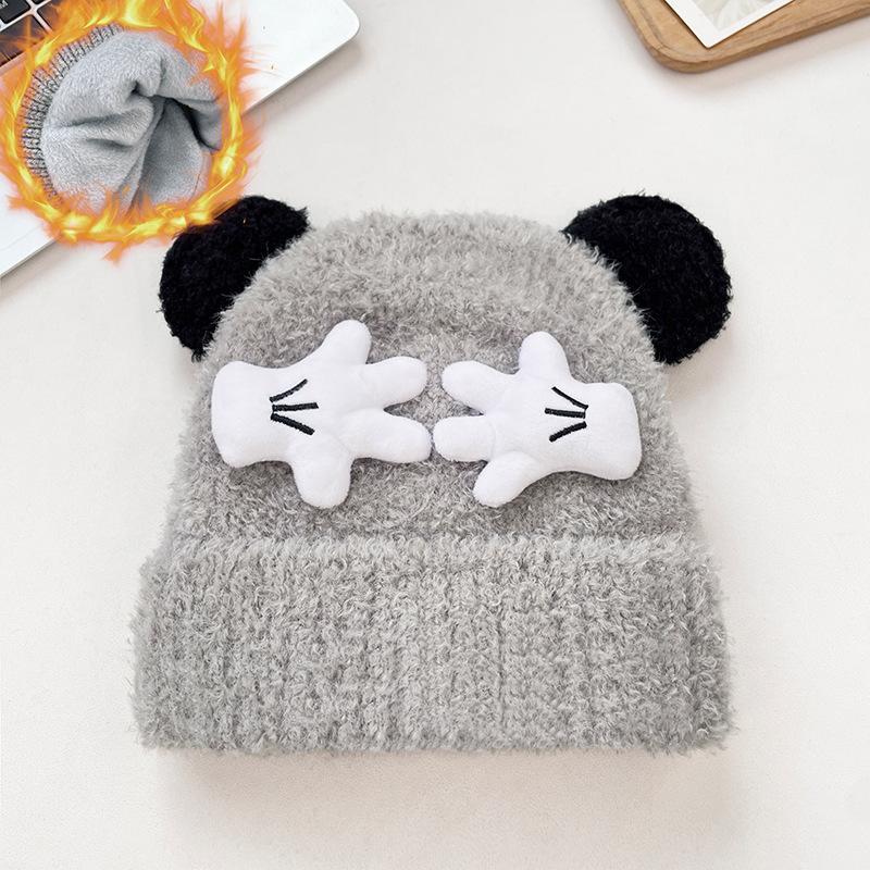 Cute And Funny Palm Knitted Hat Children'S Season Thickened Warm Ear Protector Wool Hat Thickened Cold-Proof Bald Hat