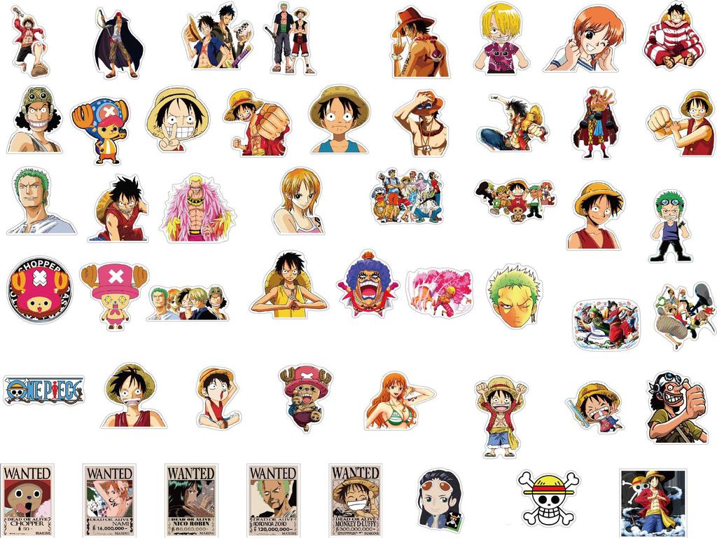 50 One Piece Anime Stickers: Laptop, Water Bottle, Luggage, Phone DIY Decals