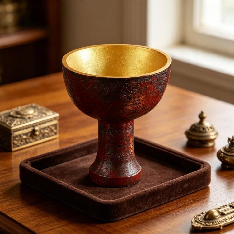 Wide Opening Resins Vase, Medieval Gothic Pedestal Chalice Goblet Decors for Desktop Accent Styling, Mantels Layering, and Florals Display Use