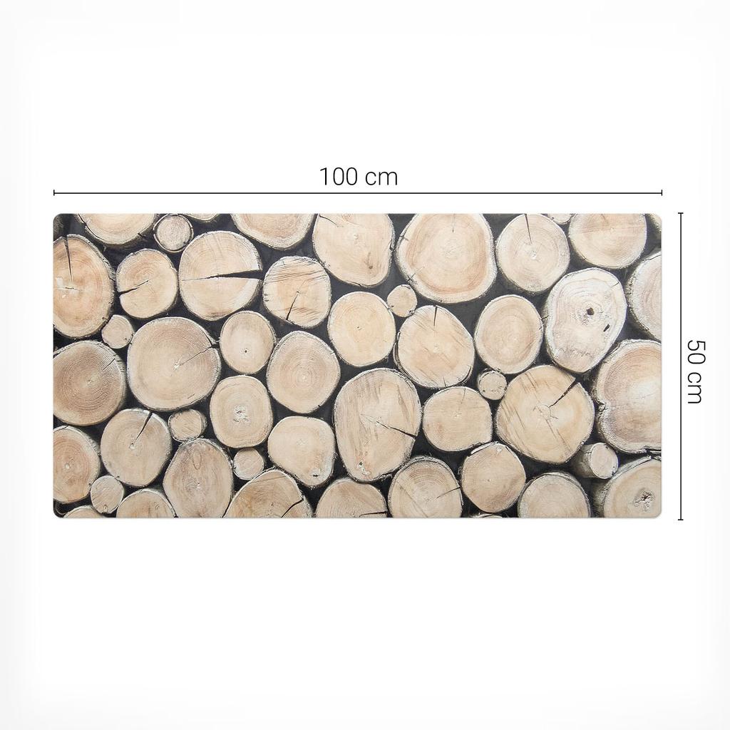 Gaming Protective Mat for Keyboard and Mouse Wooden Discs 100X50 Cm