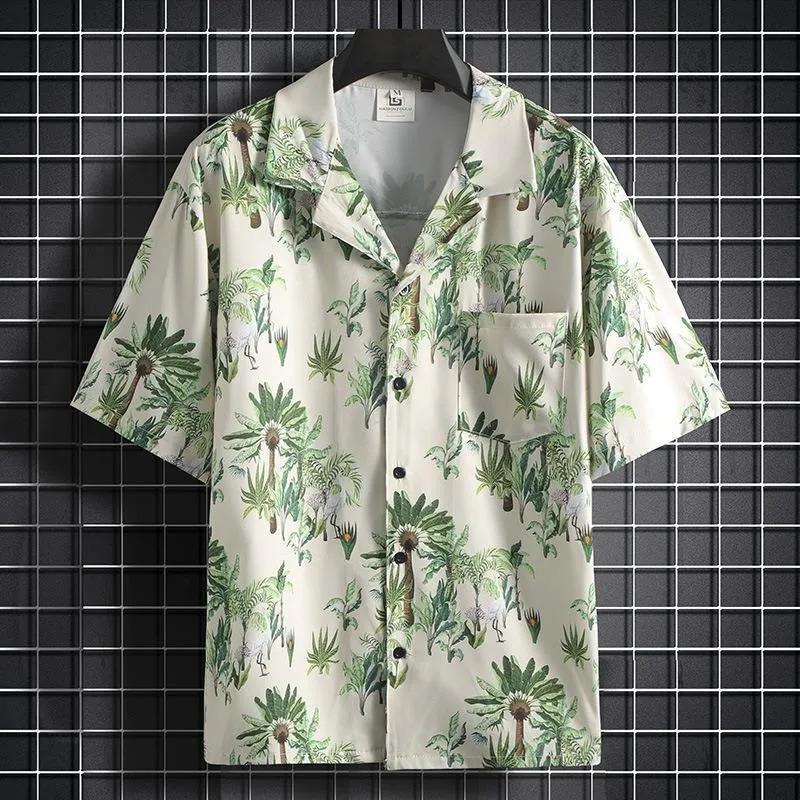 Hawaiian Floral Short-sleeve Shirt For Men, Loose And Versat