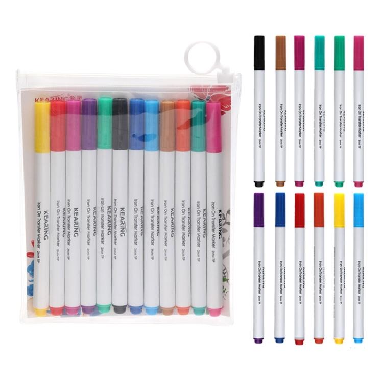 

12Pcs Fabric Heat Transfer Markers 12 Color Iron On Transfer for Clothing Painting, Tshirt, Canvas Bag, Shoe, Hat