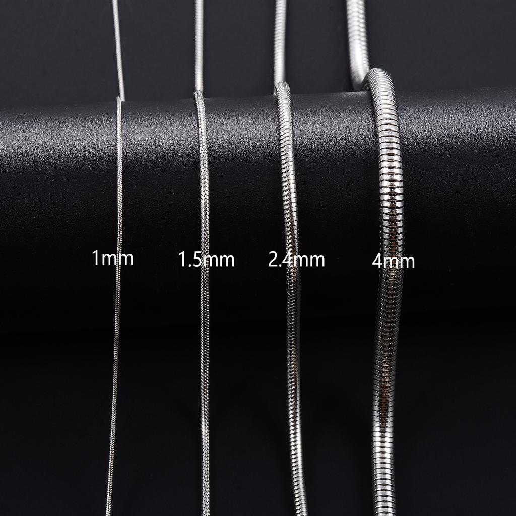 Classic Round Snake Bone Chain Stainless Steel Rolo Necklace for Women and Men Silver and Gold Color Plated Choker Metal Jewelry