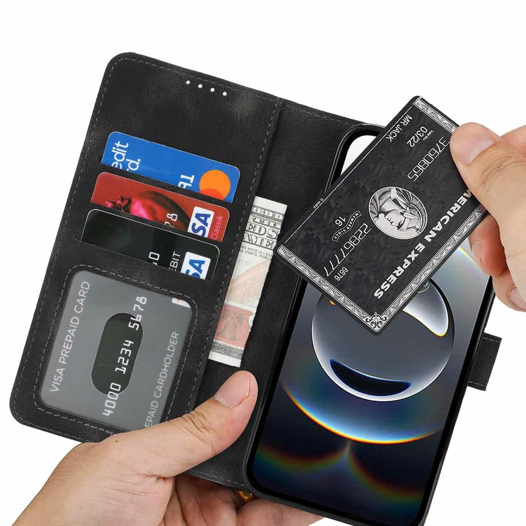 For iPhone 16e Wallet Case Double Folded Edge Skin Touch PU Leather Flip Phone Cover