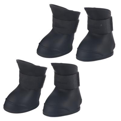4 buc Silicon Animal de Companie Câine Drăguț Cizme Impermeabile Antiderapante Protectoare Pantofi de Ploaie(L Negru)