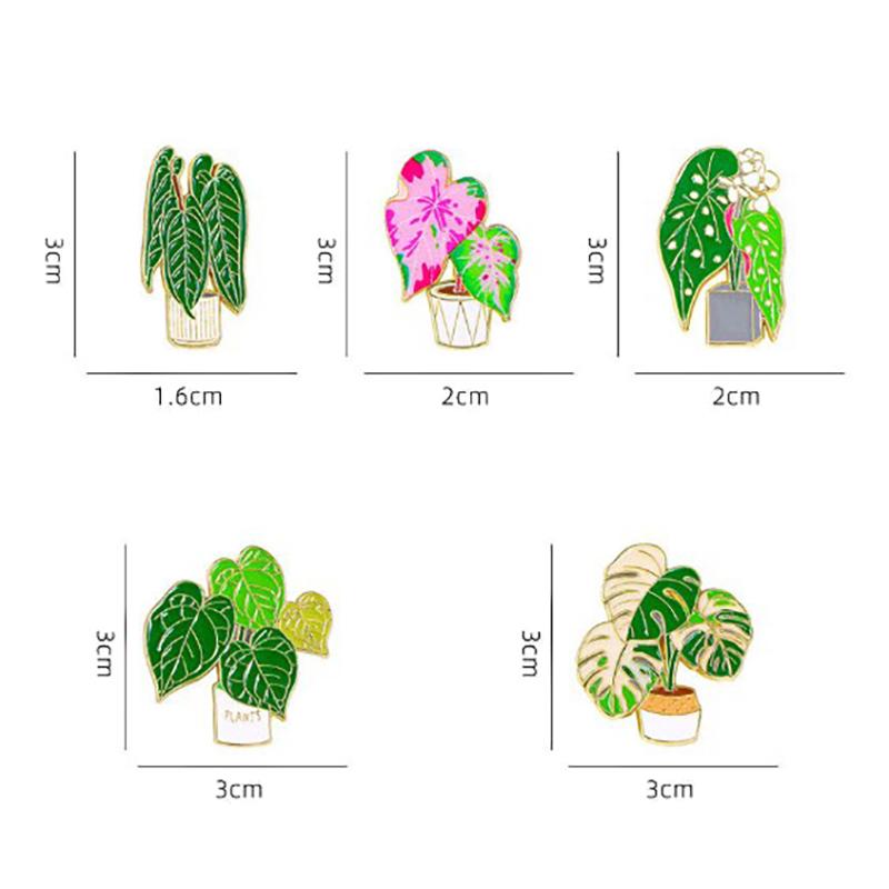 Green Flower Plant Enamel Pins Metal Brooches Decor For Backpacks Badge Jewelry Jeans Label Accessories Diy Gift