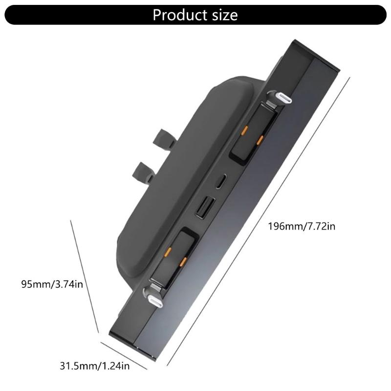 USB Docking Station with Telescopic Rope Suitable for Car Drivers, Center Console Accessory with Fast Charge Capability