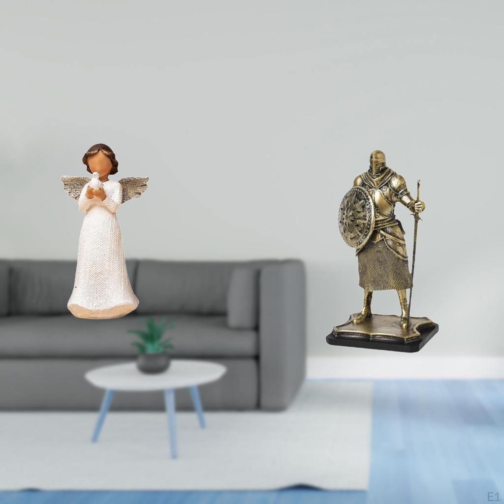 Cherub Knight Resin Figurine Sculpture for Living Room Entryway Desktop Ornament European Creative