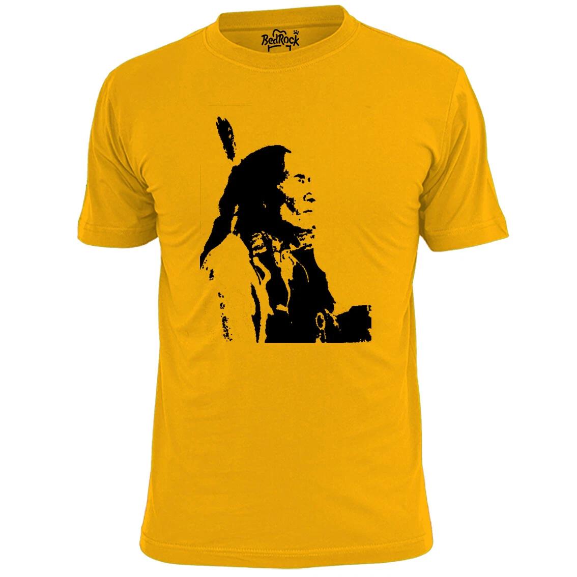 Mens Black Elk Indian Chief Stencil T shirt Tribal Native American 2XL