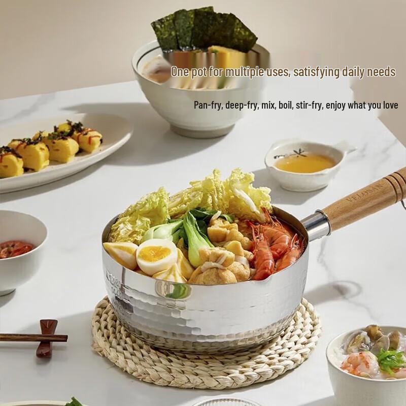Velosan 18cm 304 Stainless Steel Hammered Yukihira Pot