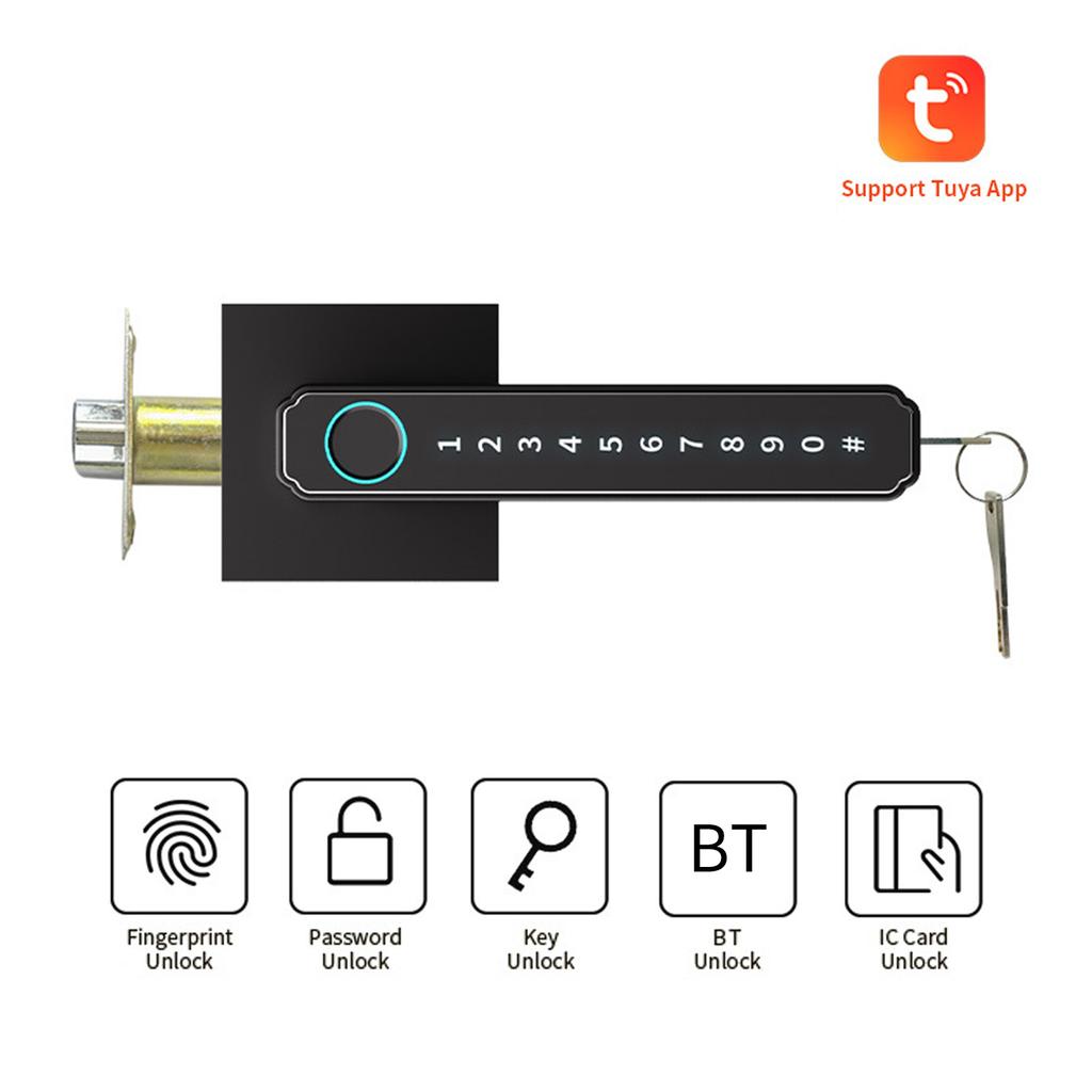 Smart Fingerprint   5 in 1 Keyless Entry Biometric Lock with APP Control Password Keypad IC Card Auto Lock for   Apartment