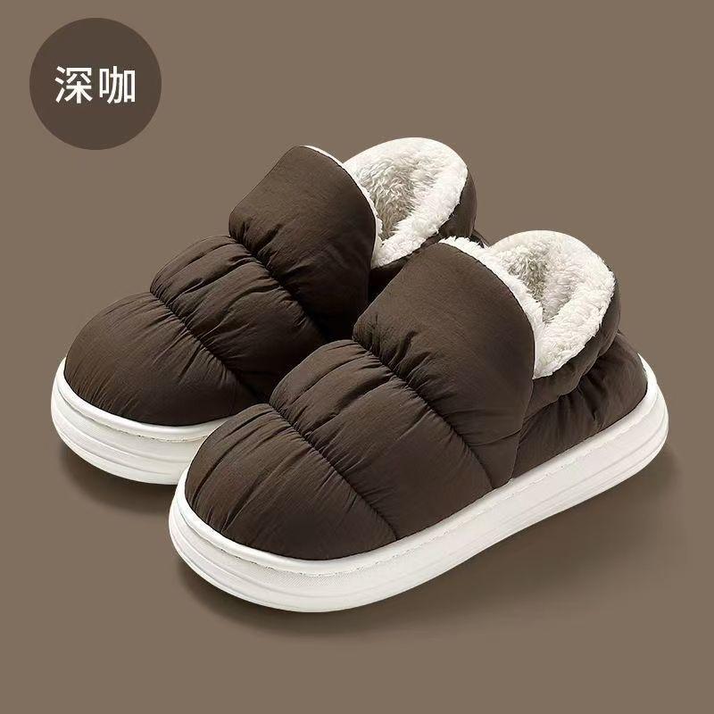 2025 new cotton slippers winter velvet warm home non-slip waterproof bag head cotton shoes