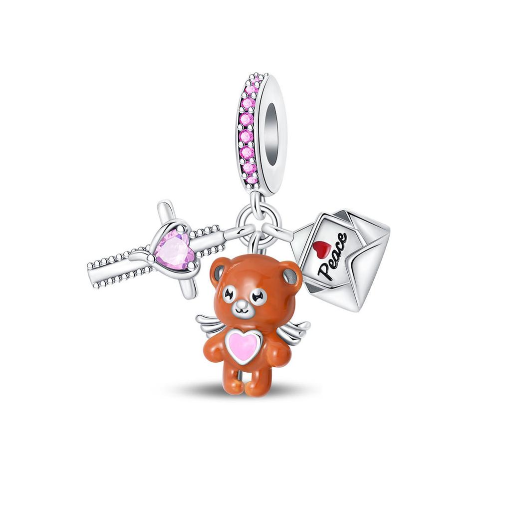 2026 Charm Heart Wings LOVE Charm Oil Drop DIY Jewelry Bracelet Accessories Women's 925 Silver