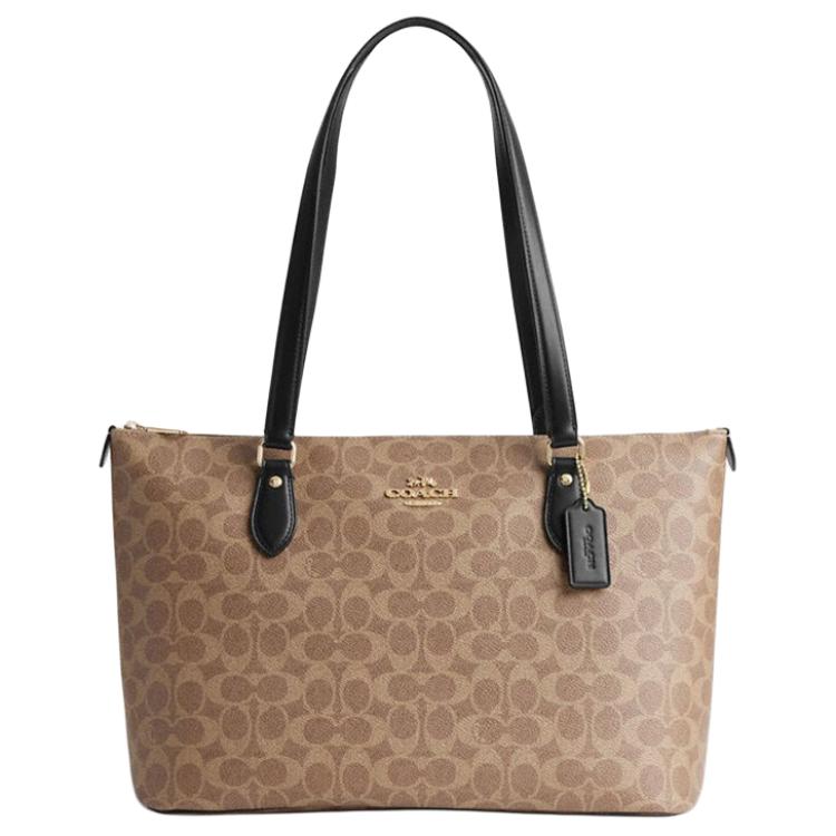 Coach Gallery 36 Classic Monogram Zip Tote Bag Women tote bags Dark-Khaki CW381-IMQRX Basic Set (Bag+Dust Bag)
