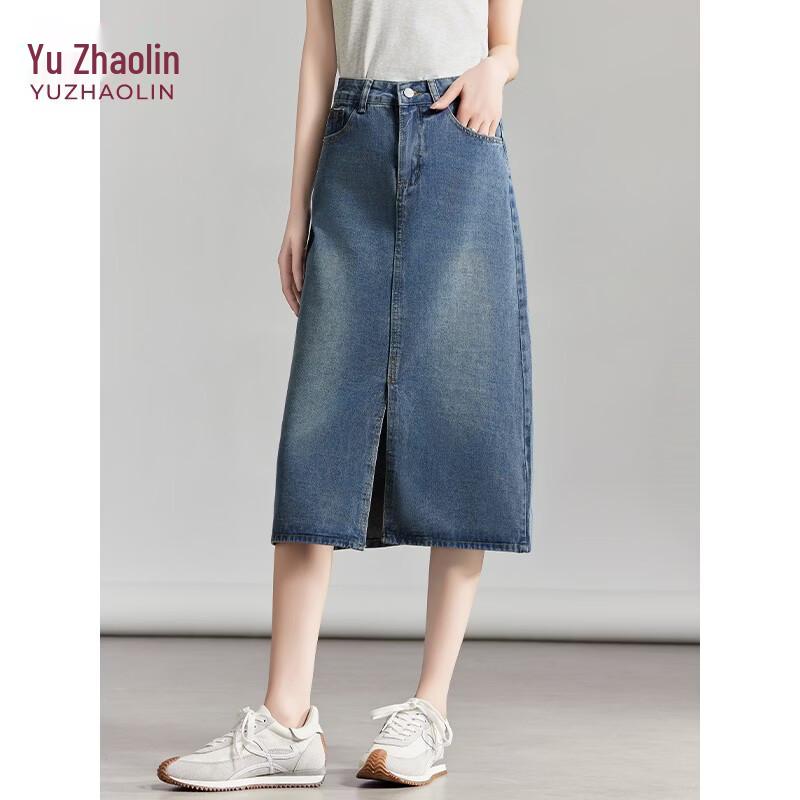 YUZHAOLIN Women s High-Waist A-Line Denim Skirt XL