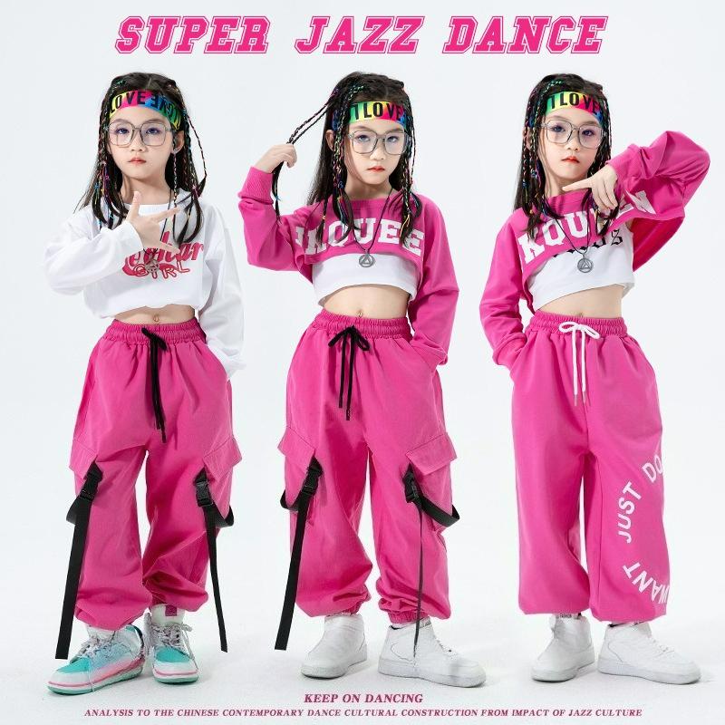 Girls' Jazz Dance Costumes, Girls' Hip-hop Jazz Suits, Girls' Western Style Umbilical Costumes, Children's Hip-hop Costumes