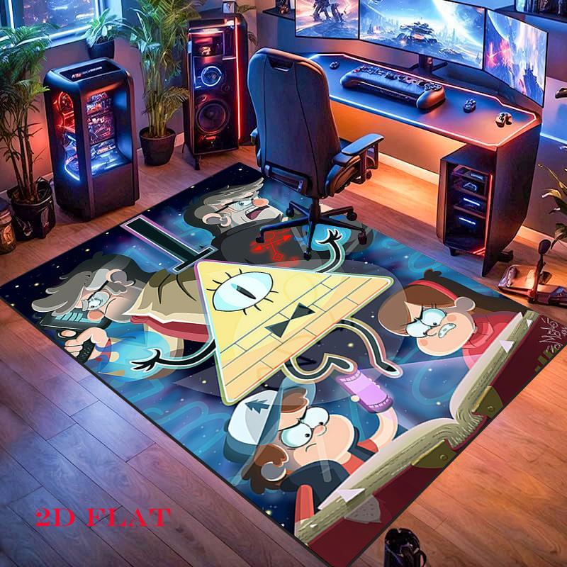 Mutiger Gravity Falls Teppich für Wohnzimmer Schlafzimmer Zuhause Sofadekoration, Kinderspiel Rutschfeste Bodenmatte