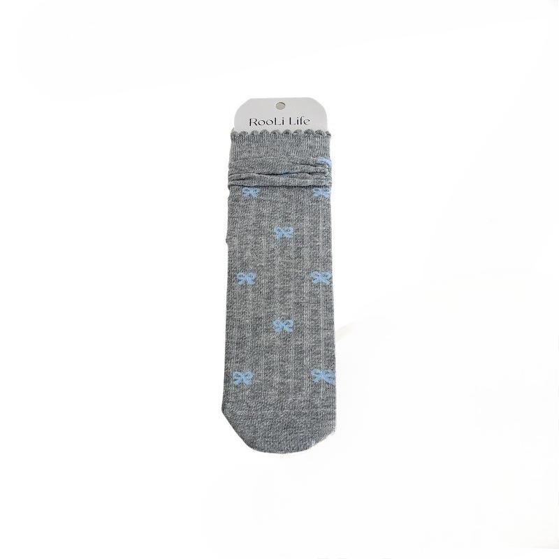 Female Summer Fashion New Bow Lace Boneless Tube Socks