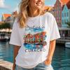 Caribbean Islands Travel Trip Meet Me In Curacao T Shirts Pure Cotton Classic Tshirt Short Sleeve Tees Clothing Unisex