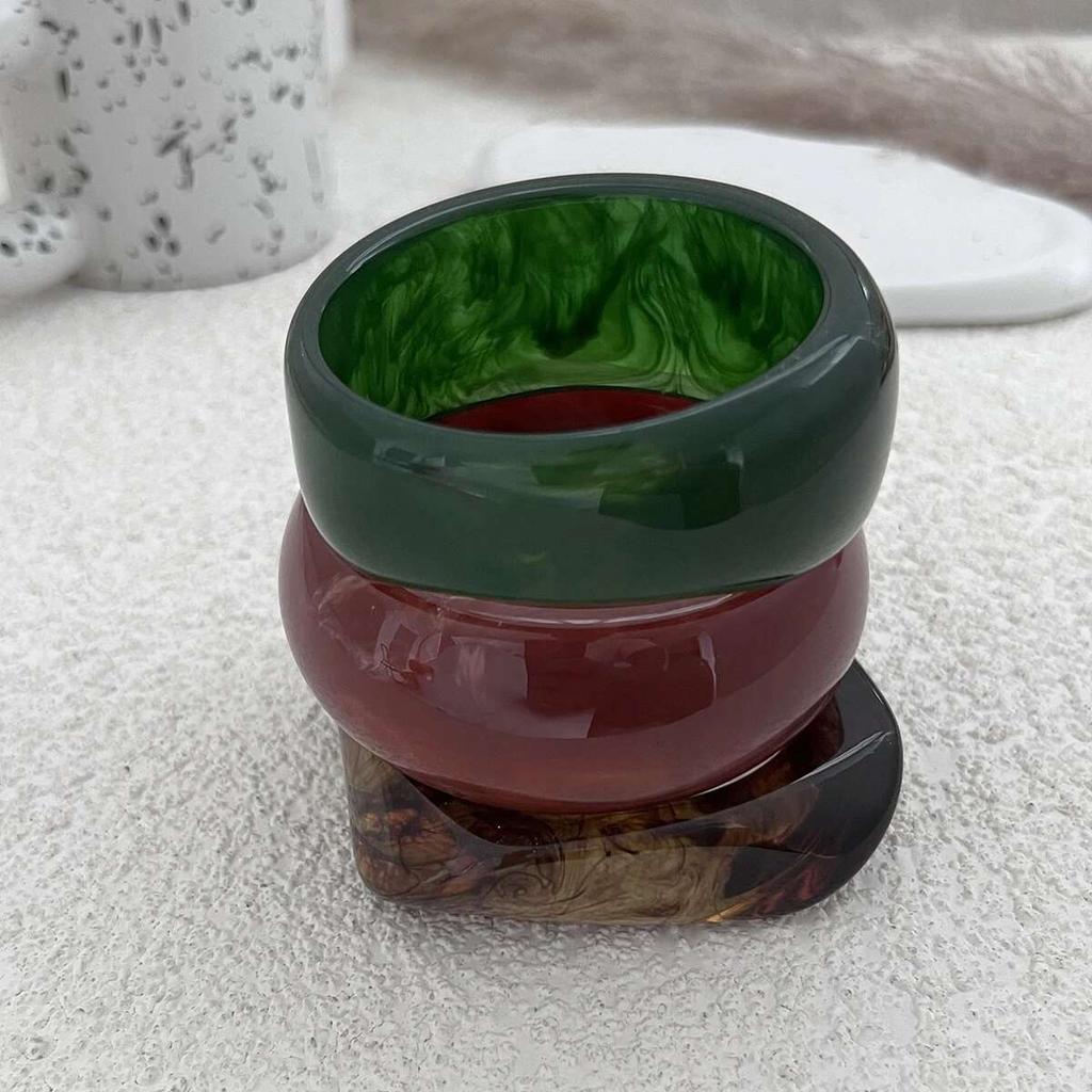 Ingemark Vintage Chunky Resin Acrylic Bangles for Women 2026 New Fashion Geometric Irregular Wide Bracelets Grunge Jewelry Gift