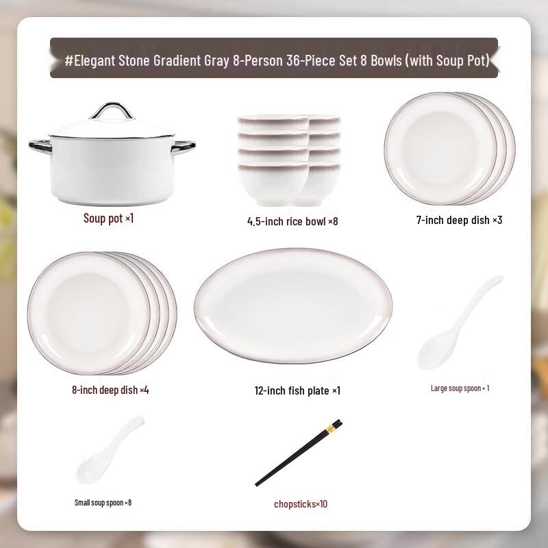 Mord Lanca Gradient Grey Underglaze Stoneware Dinner Set