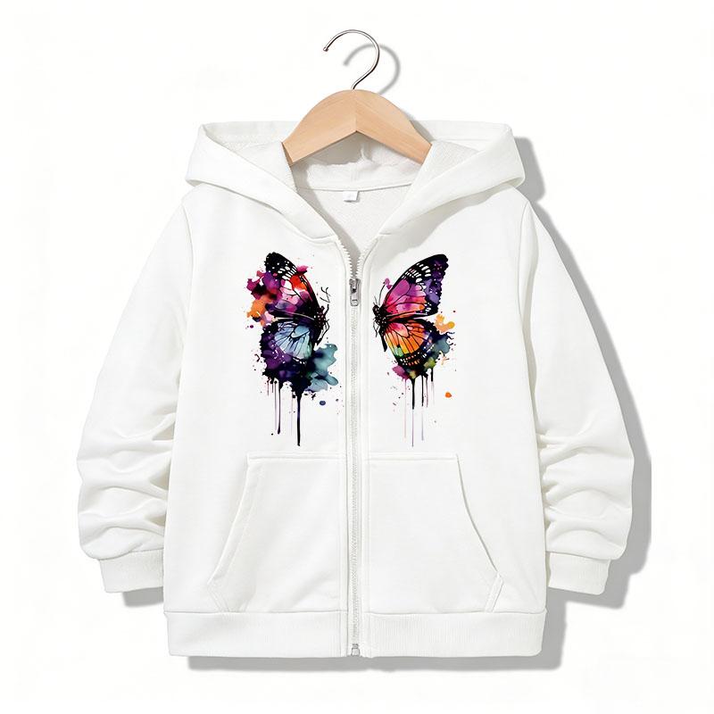 Abbigliamento Bambini Felpa con Cappuccio e Zip Divertente Casual Farfalla Lettera Felpe con Cappuccio Giubbotti Ragazzi Ragazze Y2K Felpa con Zip Felpe con Cappuccio