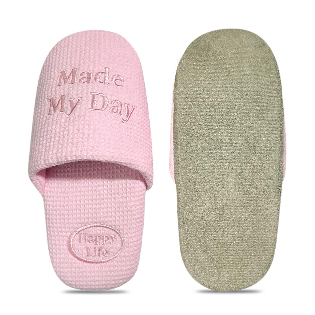 Fashion Made My Day Household Slippers Embroidered Cotton Slippers Quiet High Sense Spring and Summer Lightweight Couple Women's Flats