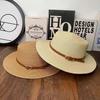 Small Fresh Flat Top Straw Hat Women's Summer Beach Sun Protection Casual Sun Hat French Fashion Temperament Belt Buckle Top Hat