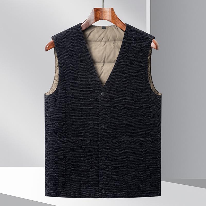 Мужской легкий жилет без рукавов с гусиным пухом - Универсальная теплая повседневная зимняя куртка 175