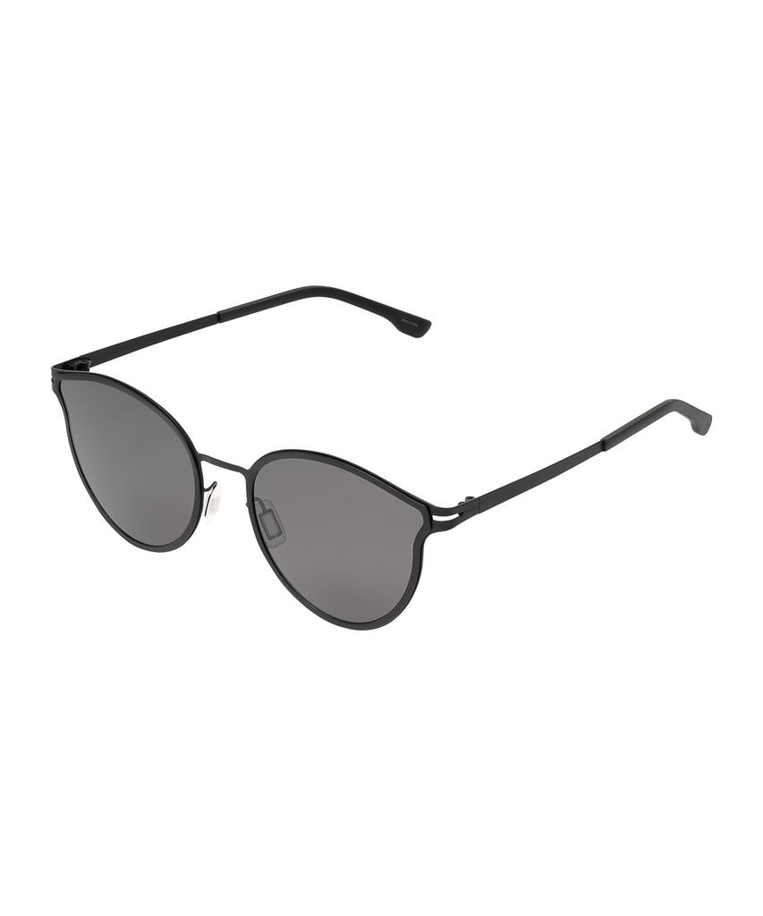 Heonteoaiweeo [Woman] Round Thin Metal Sunglasses - Black Polarized Htb22