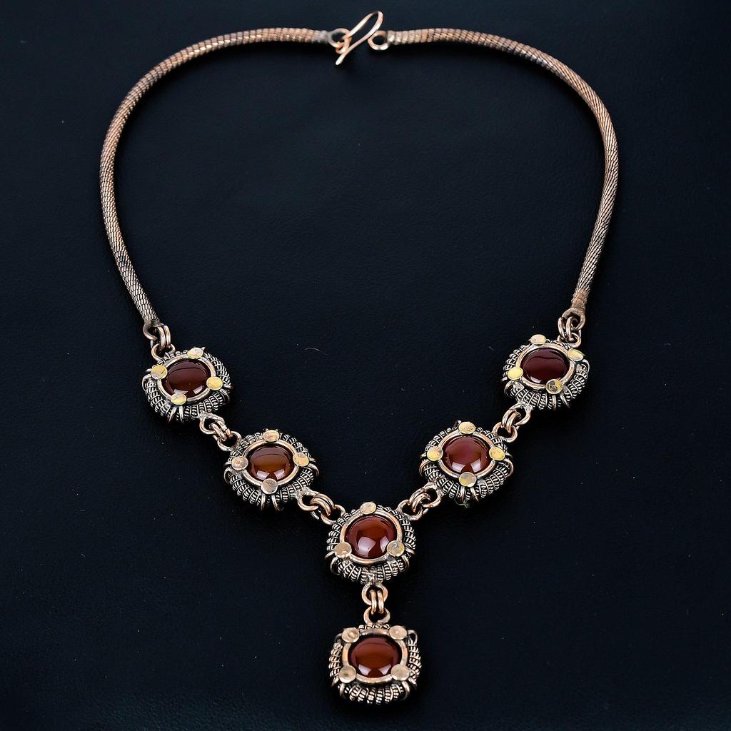 Carnelian Necklace, 999 Copper Wire Wrapped Adjustable Chain Necklace. Gift For Women Handmade Necklace Gemstone Jewelry