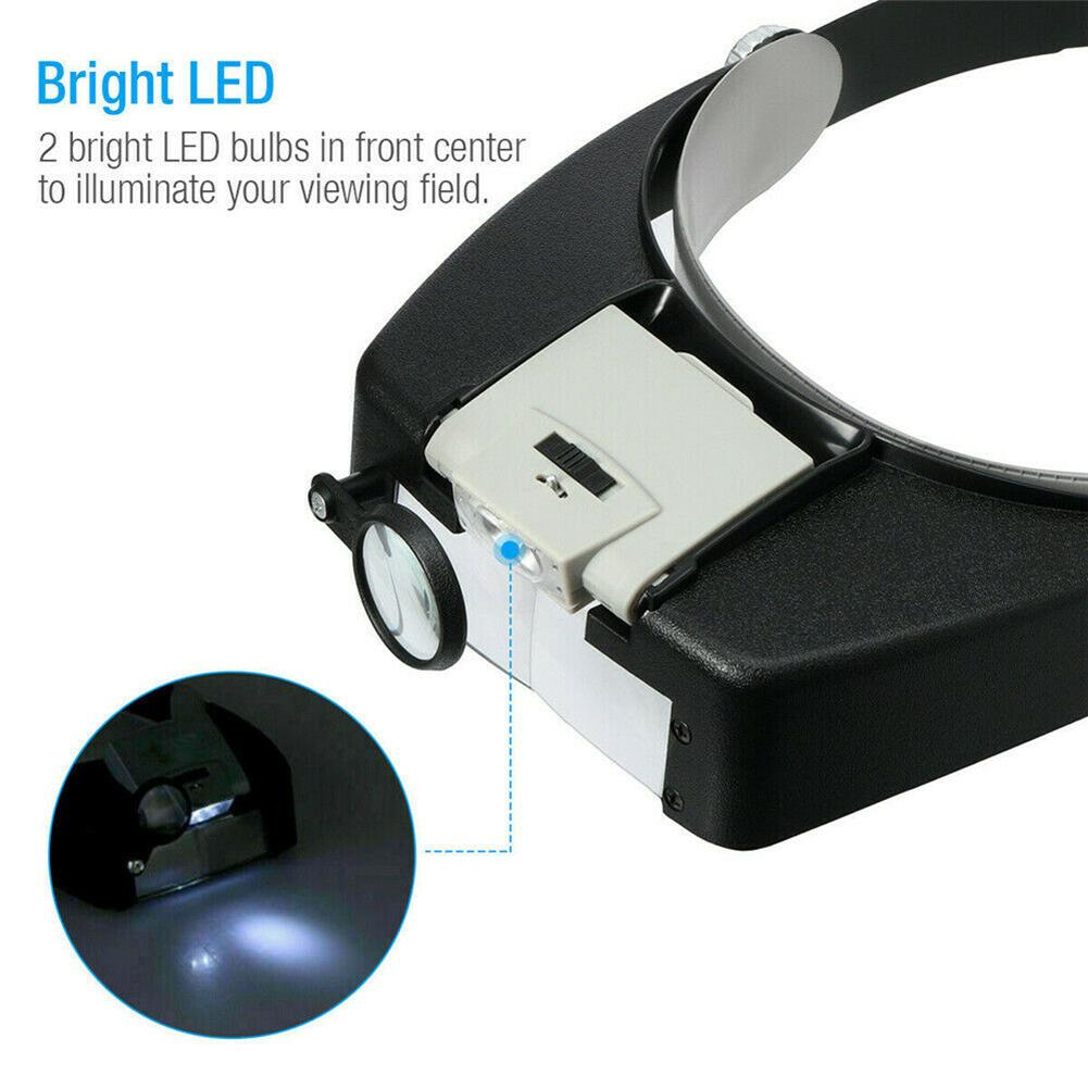 Auto Retractable Head  LED Headband Magnifier Illuminated Visor Glasses Loupe Illuminated Visor Glasses Loupe LED
