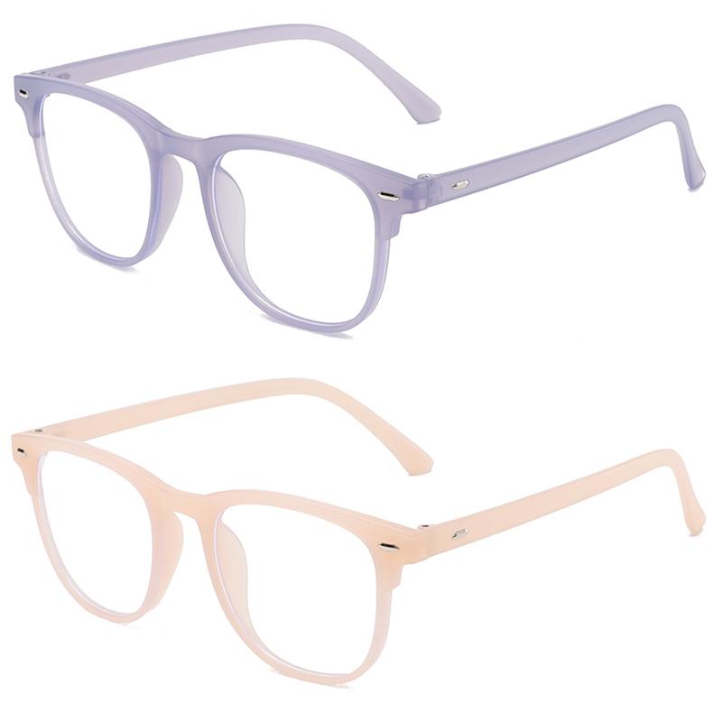 2Pcs Unisex Square Plastic Frame Trendy Anti-Blue Light Clear Glasses For Back To School Clothing Accessories.