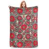 Shakhrisyabz Suzani Uzbek Embroidery Print Blankets Soft Warm Flannel Throw Blanket Cover for Bed Living Room Picnic Travel Home