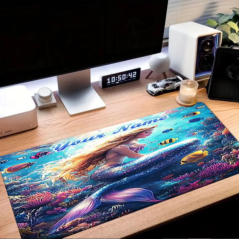 1PC Custom Name Mermaid Fantasy Underwater World Mouse pad, keyboard and mouse desk pad, for computer notebook Birthday Gift For Any Room Or Office