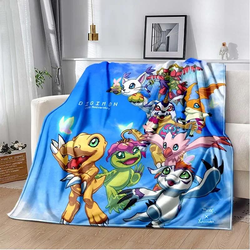 Japane Cartoon D-Digimon Throws Blanket Sofa Hiking Picnic Super Soft Quilt Bed Thermal Cute Anime Flannel Blanket Birthday Gift