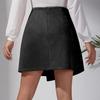 Suede Irregular Skirt Solid Color High-waisted Zipper Button Skirt Women