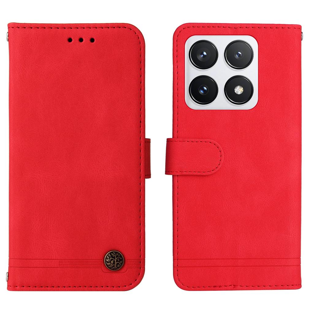 Für Xiaomi 14T Pro Leder Brieftaschenhüllen Hautgefühl Handyhülle Ständer mit Riemen