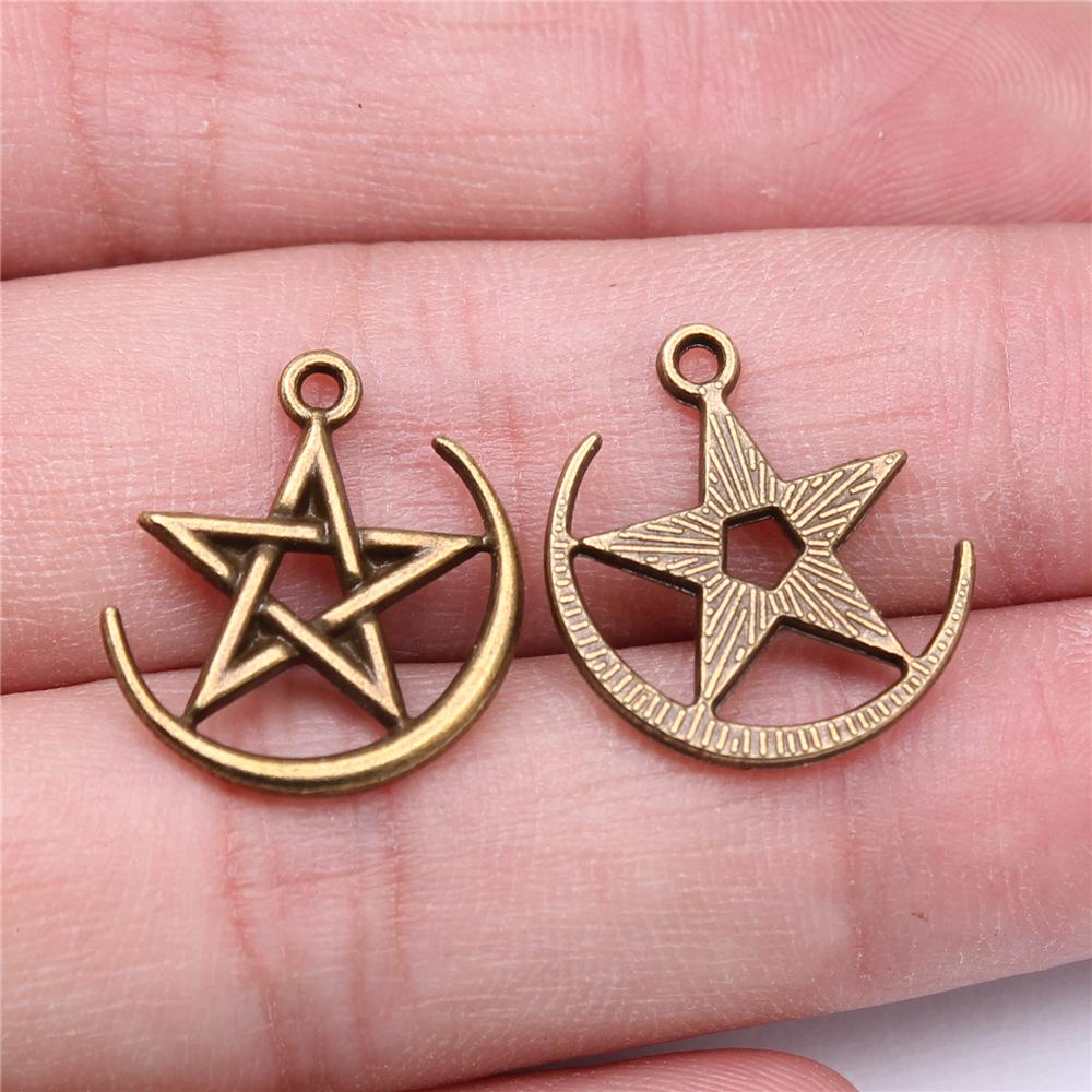 20pcs Charms Hollow Pentagram Star Antique Bronze Silver Color Pendants Antique Jewelry Making DIY Handmade Craft