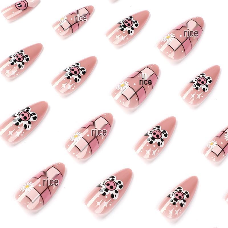 Cartoon Nail Tips & Stickers: Sunflower, Flame, Smiley Face Designs