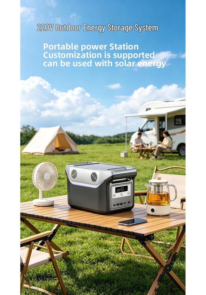220V Portable Solar Power Supply: 2000W Large Capacity for Household Emergency & Lighting