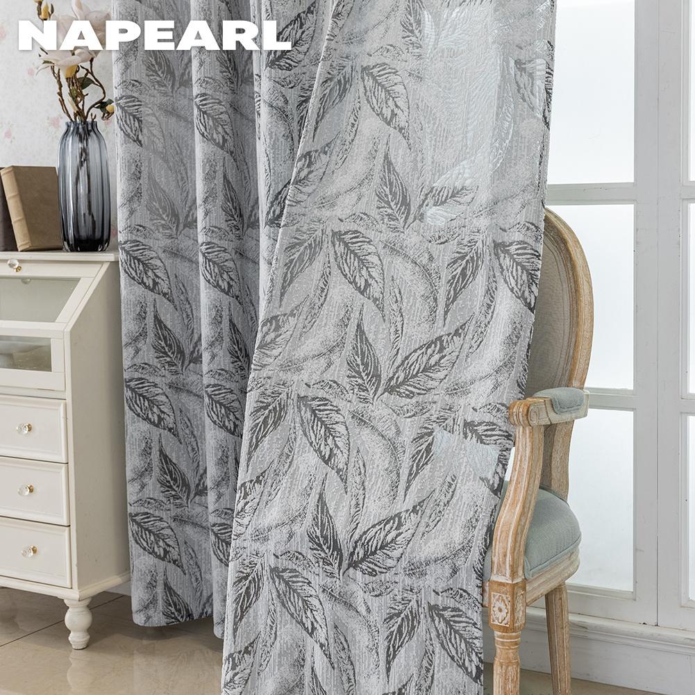 1PC NAPEARL Modern Light Gray Mixed Pattern Jacquard Curtain Texture Soft Light Sheer Curtain for Bedroom Living Room Home Decor