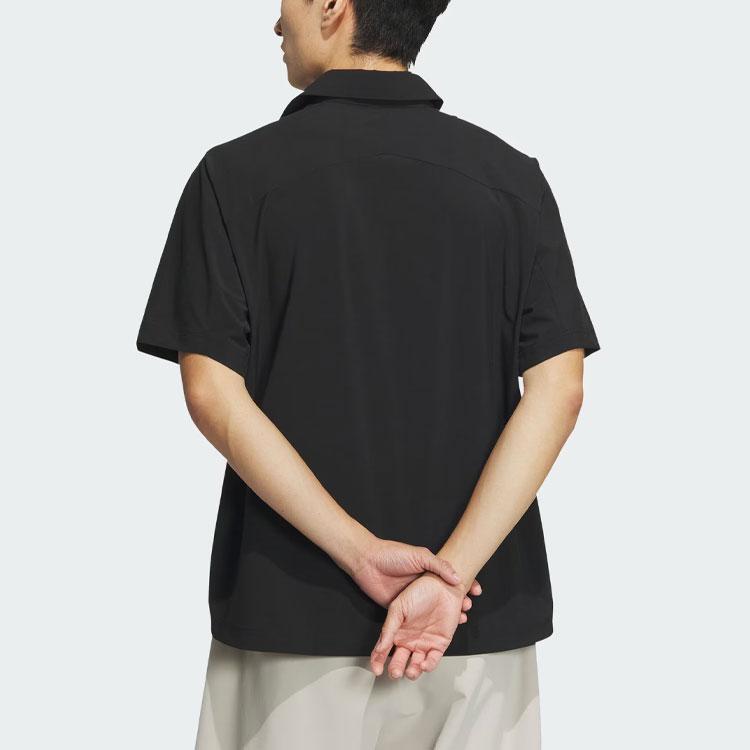 Adidas Woven Aeroready Polo Shirt Solid Color Logo Outdoor Quick-Dry Short Sleeve Polo Men Tops Black IX0112