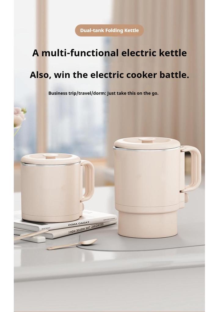 Compact 0.8L Portable Folding Electric Kettle: Ideal for Home, Travel, Dorm, or Hotel.