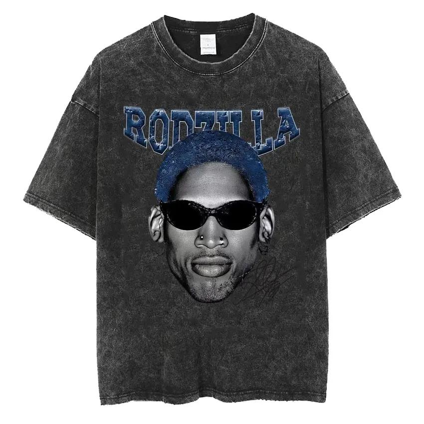 New Arrival Mens Clothes Washed Tee Shirt TShirts Men Tshirt for Men Ropa Hombre Dennis Rodman Classic Rare Black Homage