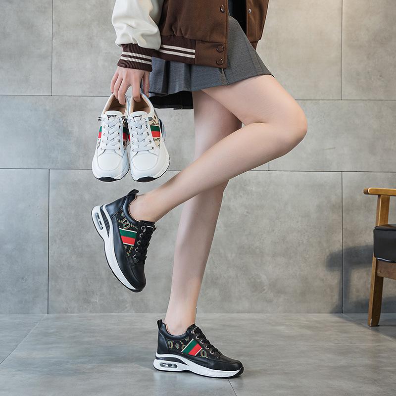 Platform-soled Forrest Gump shoes women's 2025 spring new Korean version of casual sports dad shoes shoes genuine leather little white shoes women's s