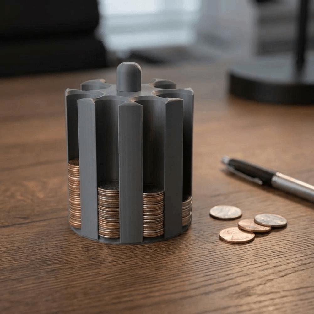 Space Saving Car Coin Organizer 7 Slots Coin Storage Box Cylindrical Coin Holder Vehicle Console